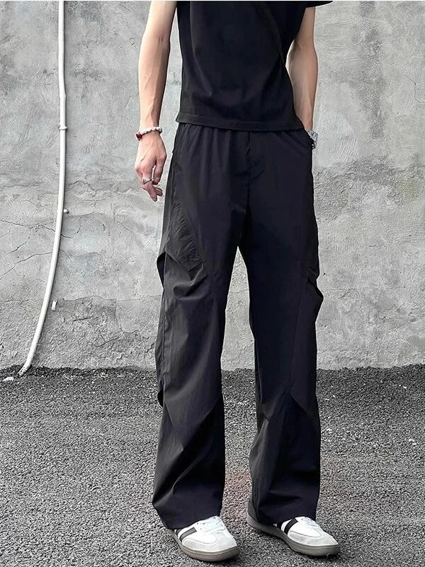 

Мужские летние тонкие брюки из дышащего шелка с эффектом сухого льда, широкие, повседневные, прямые, длинные, для работы