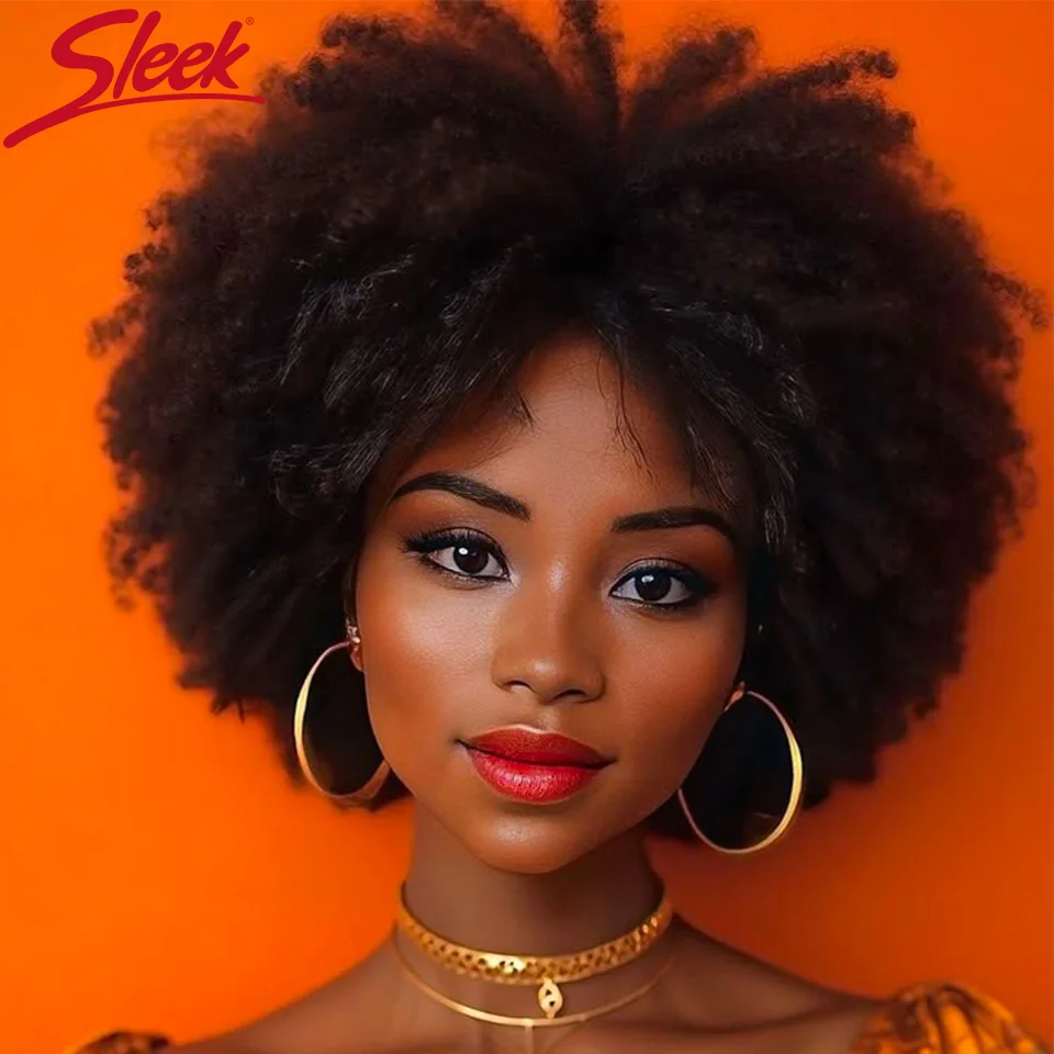 

Sleek Brown Colored Human Hair Wigs For Women 14 Inch Short Afro Kinky Bulk Wigs 100% Real Brazilian Hair Wigs Natural Real Wigs