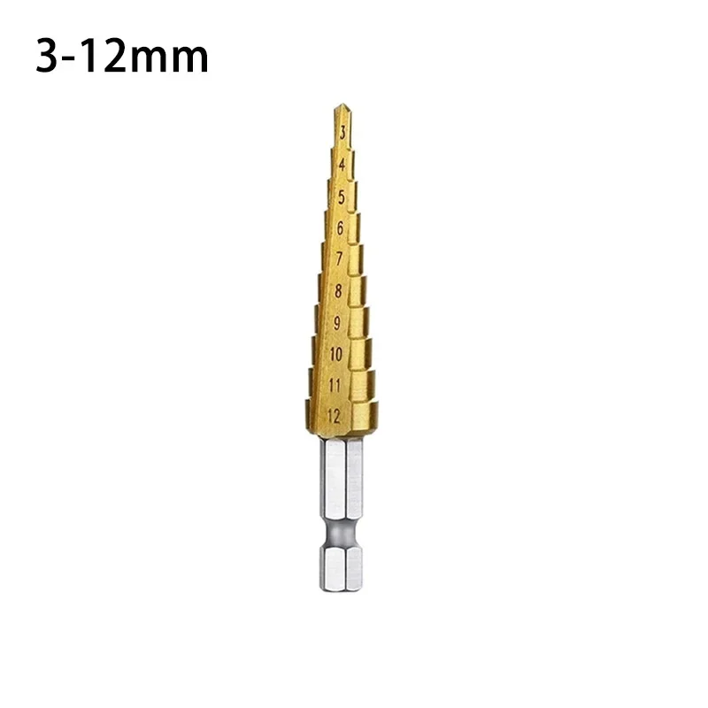 Wiertło stopniowe 3-12mm 4-12mm 4-20mm HSS prosty rowek wiertło stopniowe pokryte tytanem drewna metalowy otwór narzędzie do wiercenia rdzenia