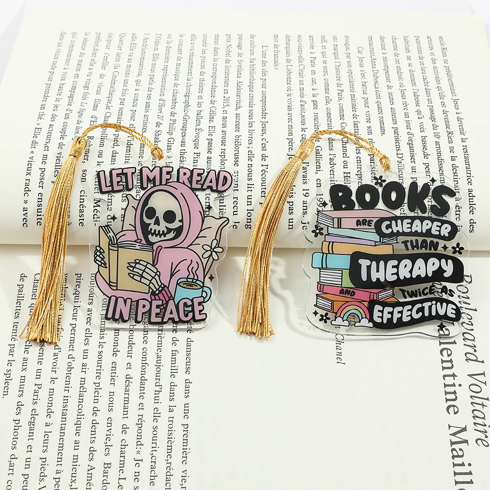 1pc Funny Skull Book Marks Reading Markers Acrylic Bookmarks Friends Girls Teachers Kids Stationery School Supplies