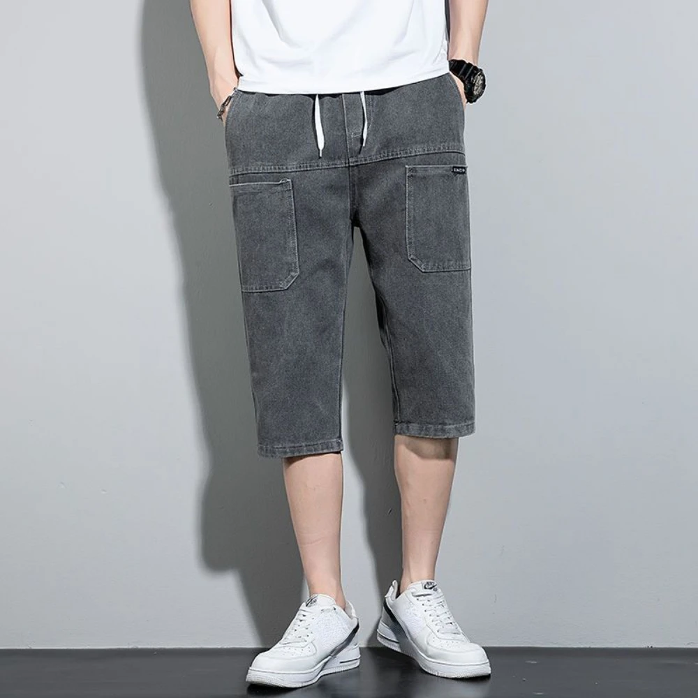 Nieuwe Mens Zomer Denim Korte Jeans Fashion Streetwear Hip Hop Lange 3/4 Capri Cargo Shorts Bermuda Masculina Ropa Hombre