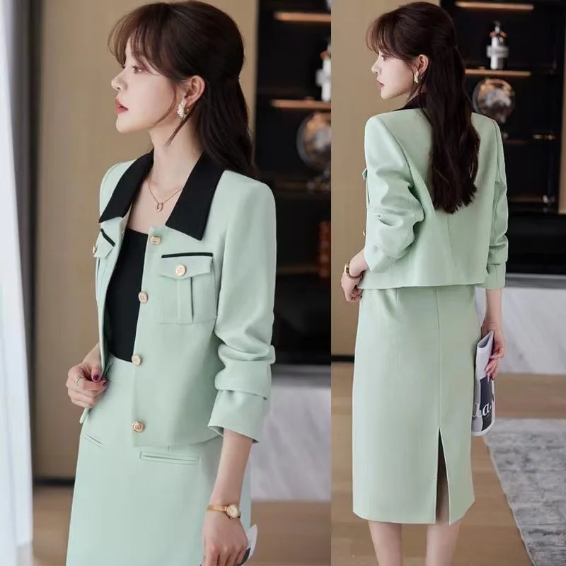 

2024Весна и осень, новый стиль, элегантный ежегодное собрание, модный пиджак из двух предметов, профессиональный речевой деловой женский костюм