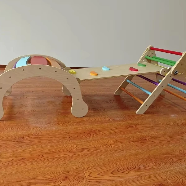 

Montessori Wooden Learning Tower Foldable Toys Slide Indoor Combination Climbing Frame for Kids Toddlers