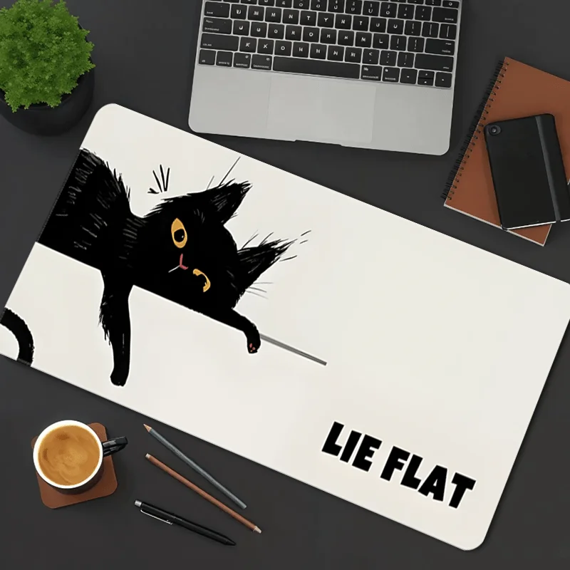 

XXL Black Cat Game Mouse Pad,HD printing, anti-slip rubber base, sewn edge, extended keyboard desk mat, office accessory