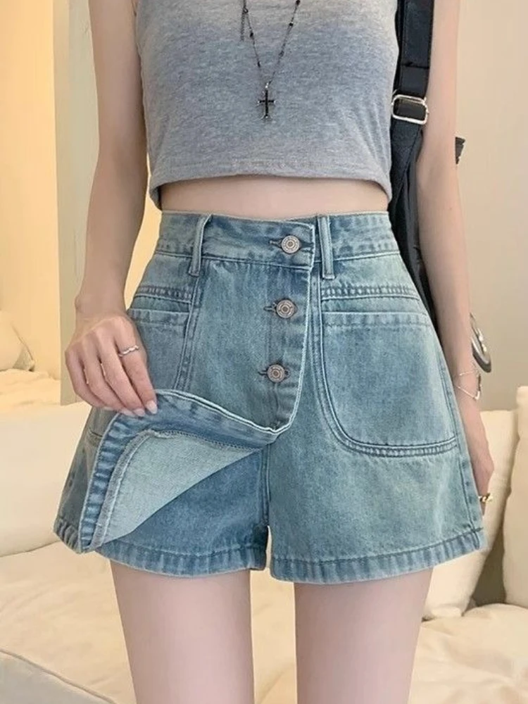 

Female Jeans Skirts Short High Waist Blue Women's Chorts Denim Skirt Stylish Clothing Trend 2025 Y2k Vintage Premium Summer