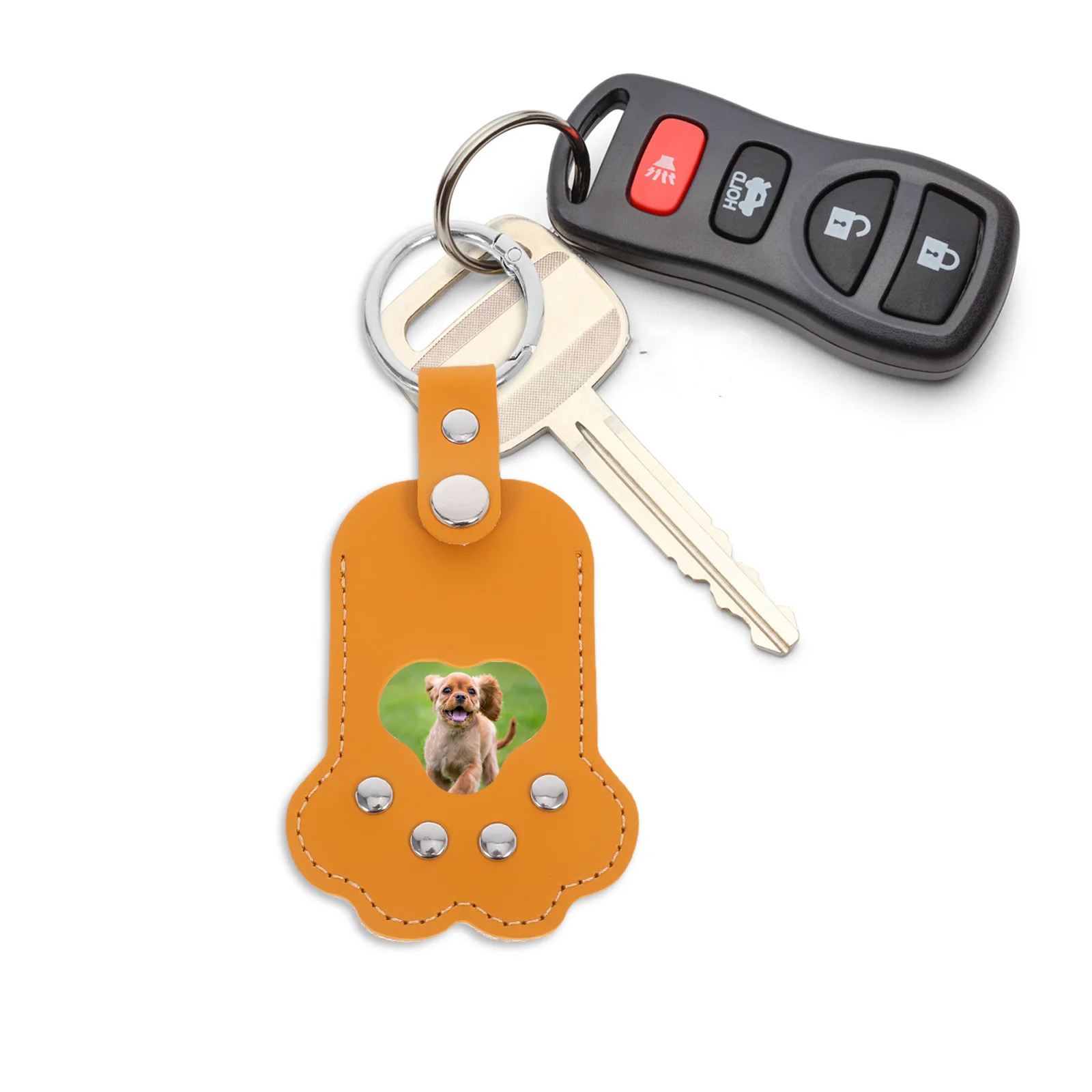 

Pet Hair Storage Keychain PU Paw Shape Portable Pet Hair Memory Holder Photo Keepsake Memorial Pendant