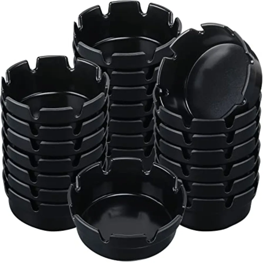

24 Pieces 4 Ashtrays Bulk Round Ash Tray Outdoor Home Ashtrays for Patio Outdoor Restaurant Kitchen Table Indoor Decoration