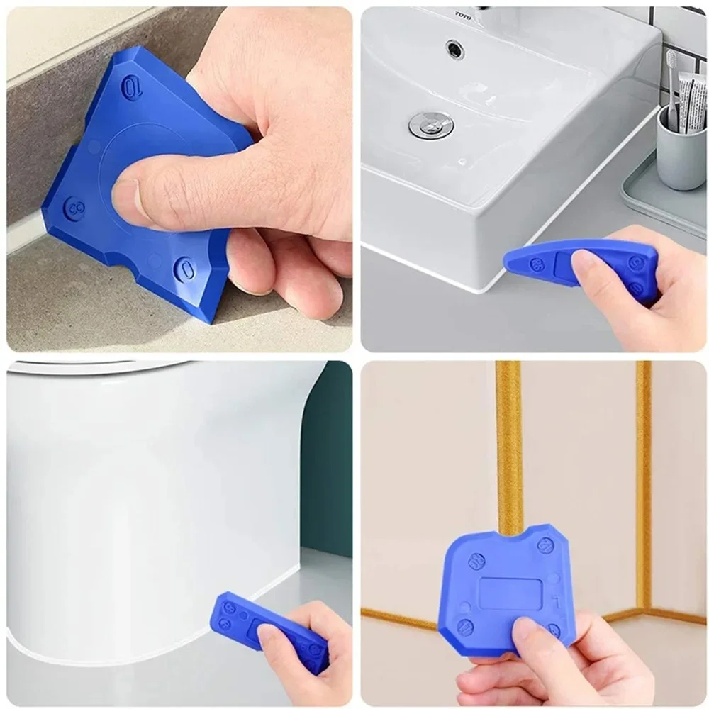 4pcs Silicone Caulking Tool Set Cement Grout Sealant Scraper Remover Spatula For Kitchen Bathroom Tile Shower Home Cleaning