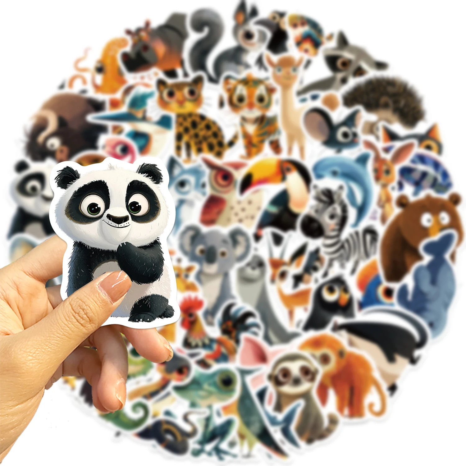 55Pcs Cartoon Animal Sticker Cute Toy Game Tag DIY Gift Sealing Label  Children Label Thank You Stickers Decoration Supplies