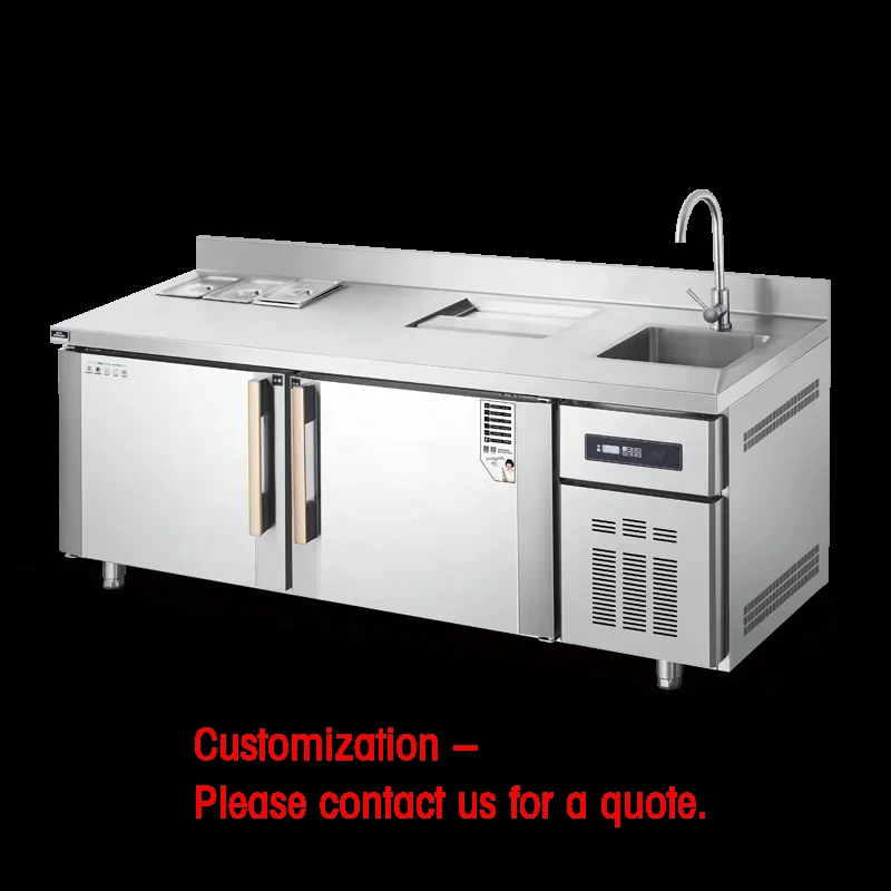

custom.Quality Fair Price Milk Tea Shop Workbench Refrigerator Equipment Stainless Steel Table Bar Console