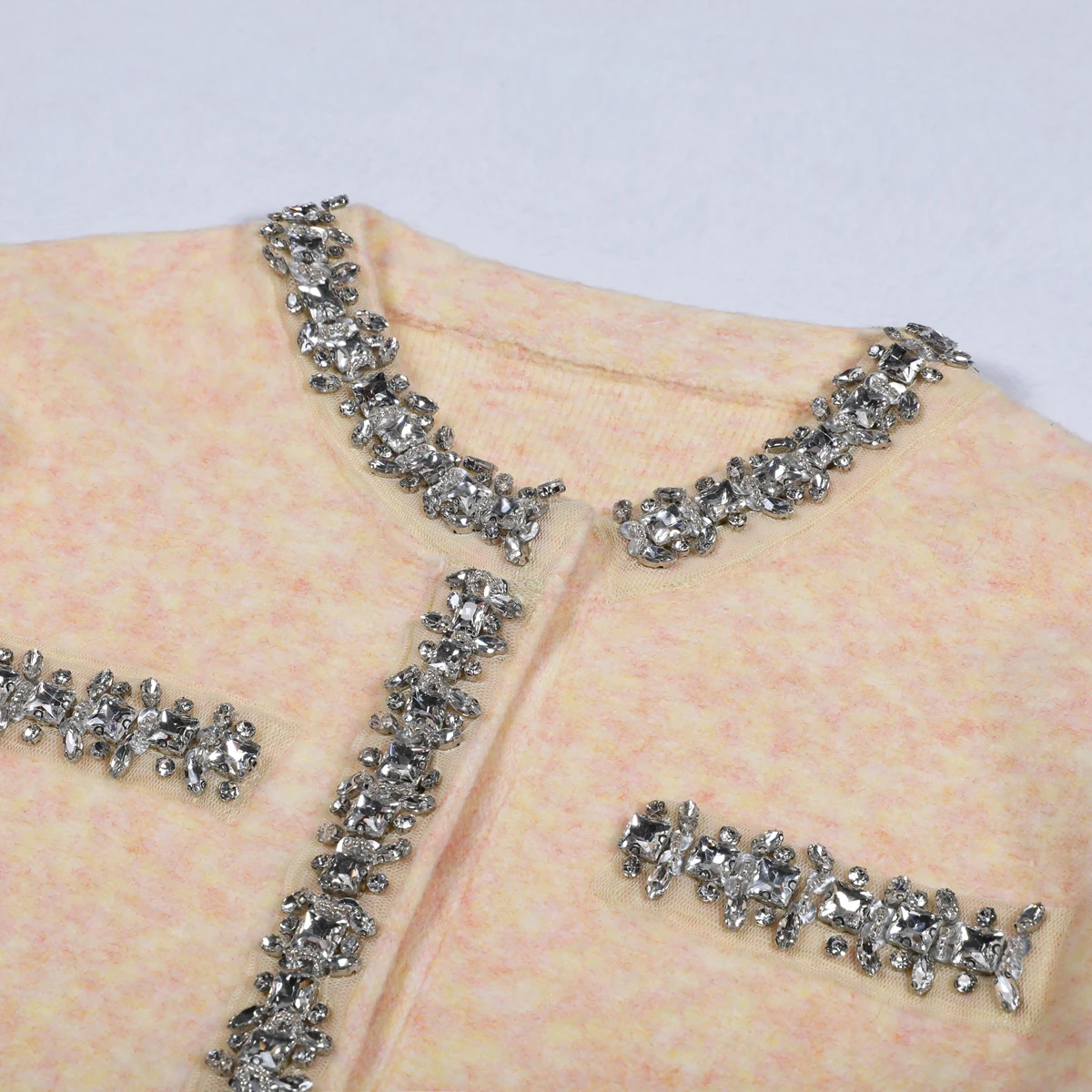 LEOSOXS SPring Autumn New Fashion Cashmere Knitted Nail Drill Round Neck Long Sleeve Woolen Cardigan TopHip Wrapping Half Skirt