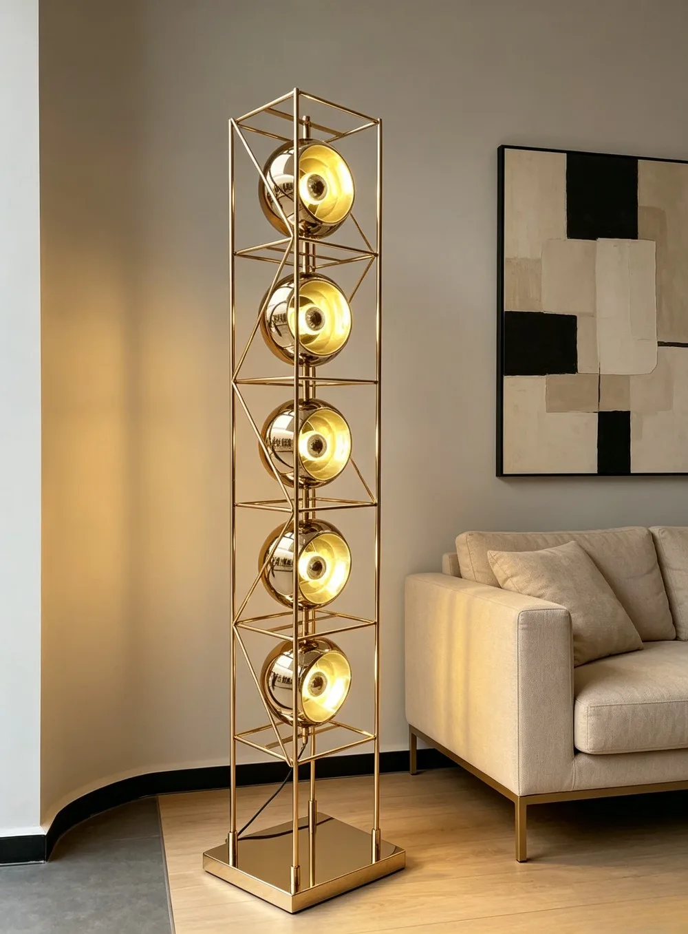 Creative Bauhaus LED Metal Floor Lamp Modern Metal Chrome Floor Lamp for Living Room Bedroom Villa Art Corner Standing Lamp