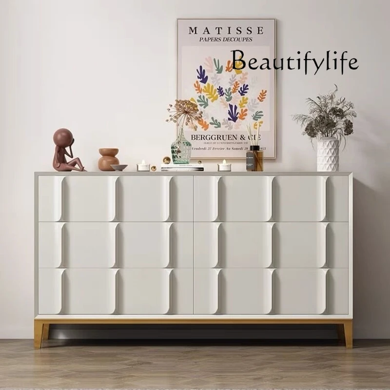 

Cream wind six chest cabinet multi-functional storage cabinet home decoration living room storage bedroom bedside cabinet
