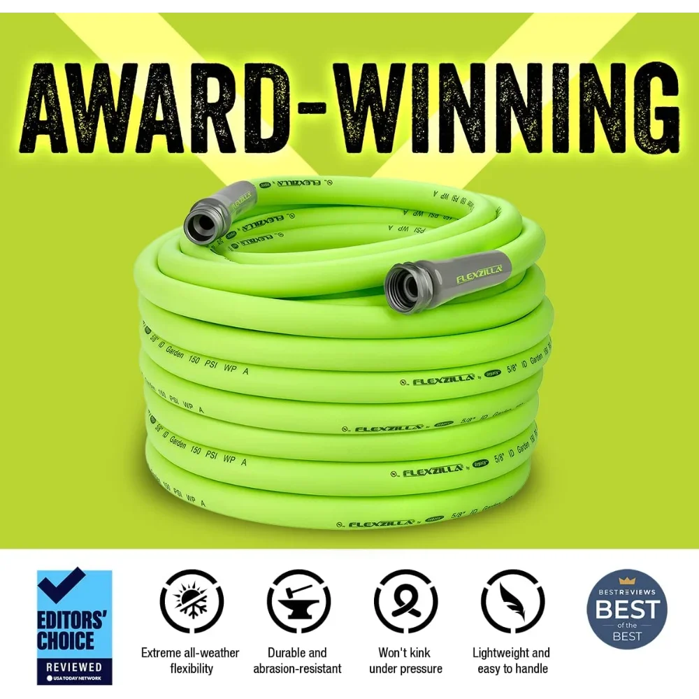 Garden Hose 5/8 in. x 100 ft., Heavy Duty, Lightweight, Drinking Water Safe,Green