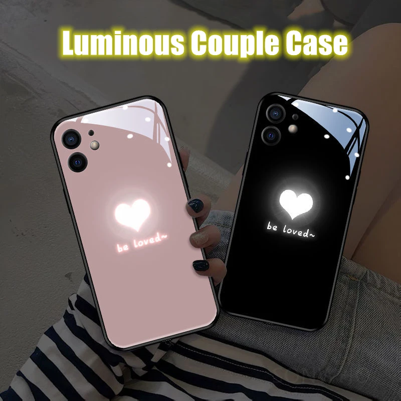 

Be Loved Luminous Phone Case for iPhone 13 14 15 Pro Max Samsung S23 S24 S22 Note 10 20 Plus Ultra Glowing Couples Accessories