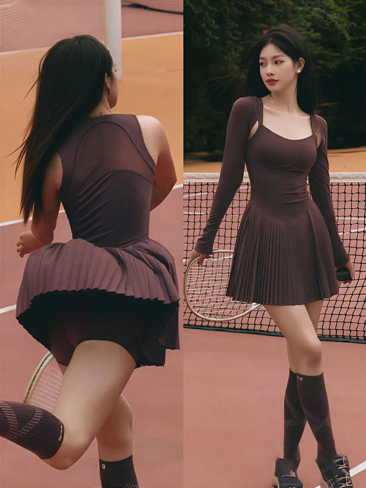 Backless Cover-up Sports Tennis Bowling Dress for Women Anti-see-through Pleated Yoga Skirt Outdoor Fitness Badminton Dress