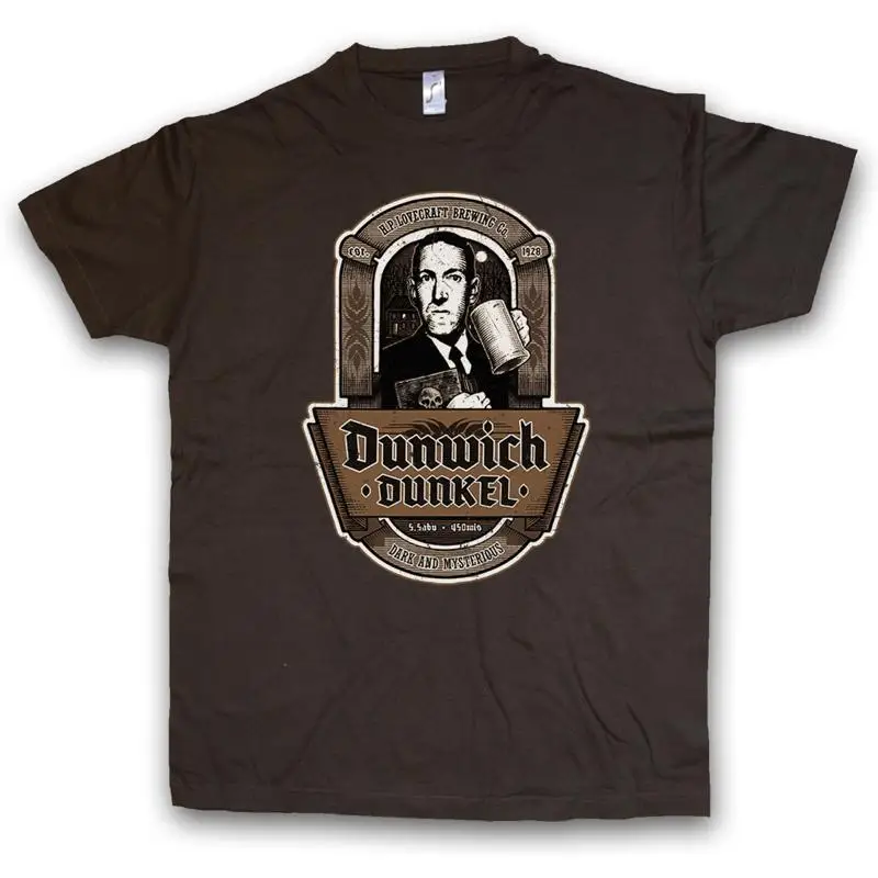 

DUNWICH DUNKEL T SHIRT Arkham Lovecraft Beer City Logo Cthulhu