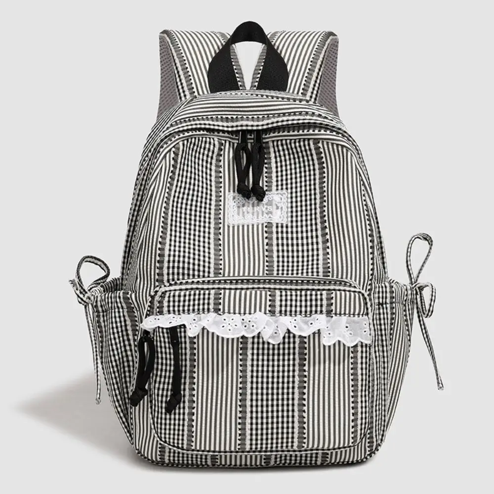 New Large Capacity Student Schoolbag Bowknot Design Soft Nylon Preppy Knapsack Lightweight Casual Backpacks For Women Girls