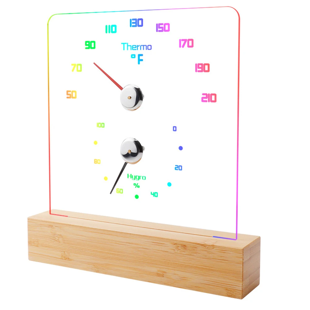 

Atmosphere Light Sauna Thermometer Relaxation Room Bimetallic Mechanism Built-in Battery Gradient RGB Light Humidity Measurement