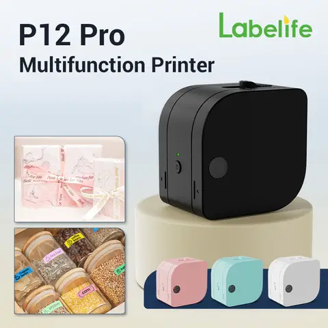 Phomemo P12 Pro Label Printer Bluetooth Rechargeable Label Maker Compatible 12mm 0.47" Label Tape Similar to Dymo Ribbon Printer