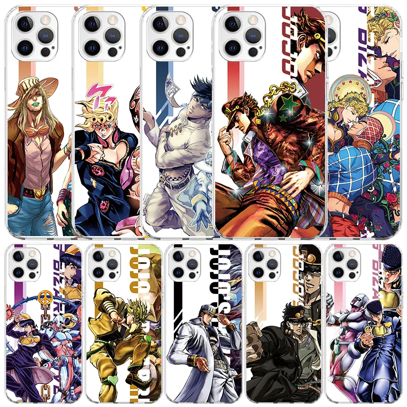 JoJo Bizarre Adventure Anime Phone Case For IPhone 16 15 14 13 12 11 Pro Max Mini XR XS X 7 Plus 8 + SE 2020 Soft TPU Back Cover