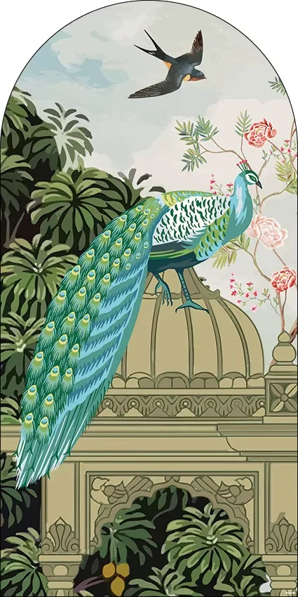 Mehofond Custom 2-Sided Indian Style Peacock Floral Wedding Birthday Party Baby Shower Cover Arch Background Decor Backdr