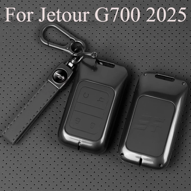 

For Jetour G700 2025 Smart Key Fob Case Cover, Premium Metal Alloy Frame with Leather High-End Protective Key Shell Accessory
