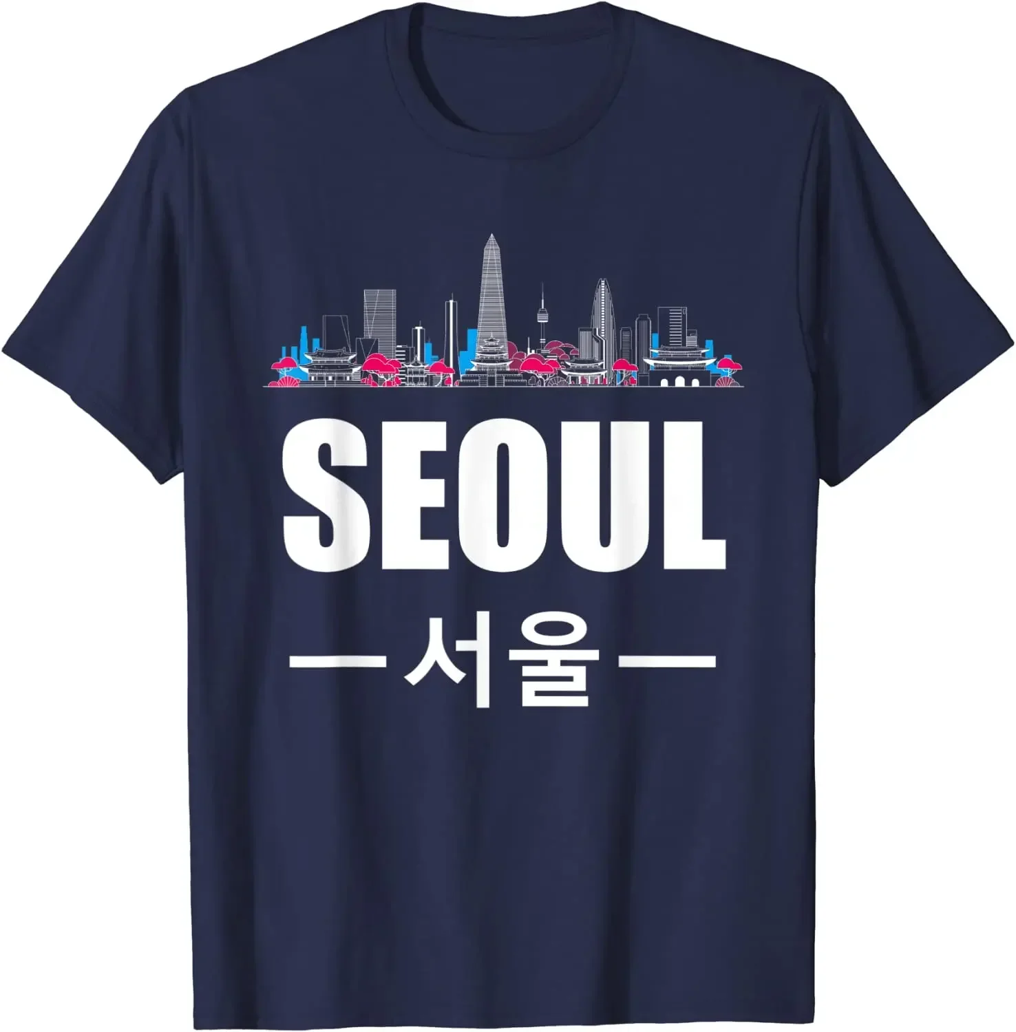 100% Cotton Short Sleeve O-Neck Casual T-shirts Harajuku Streetwear Top Kpop South Korea Seoul City Line T Shirt New harajuku