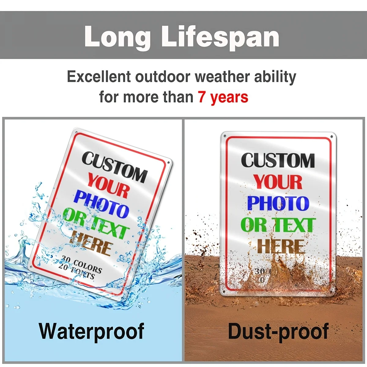 Customizable 20x30cm Iron Sign, DIY Photo/Text with Multiple Colors & Fonts, Durable Wall Decor image 4