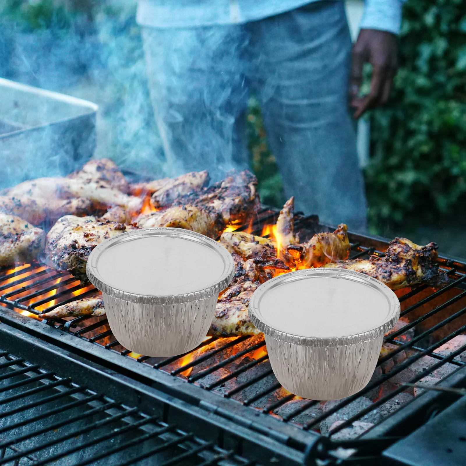 

10 Sets 700ml Disposable Aluminum Foil Meal Boxes Baking Pans Camping Barbecue Grill Containers Sturdy Cake Holders
