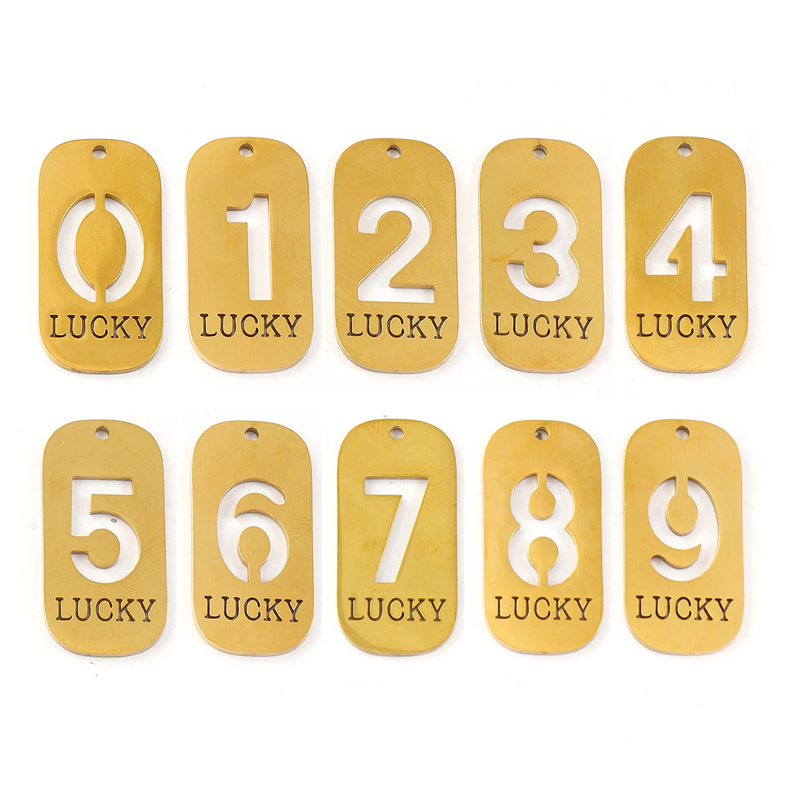 2 قطعة 304 المعلقات الفولاذ المقاوم للصدأ 18K مطلية بالذهب مستطيل عدد رسالة "0-9" مرآة تلميع المعلقات DIY 3.5 سنتيمتر x 1.7 سنتيمتر