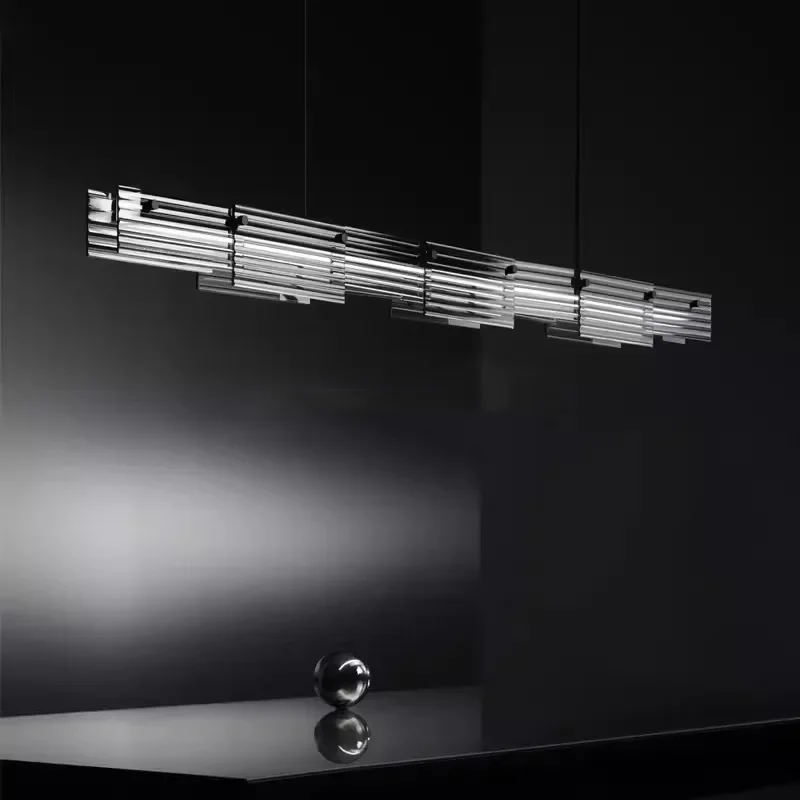 ミニマリストアートガラスストリップオフィスシャンデリアイタリアンライトラグジュアリーカフェスタジオ幾何学バーランプ