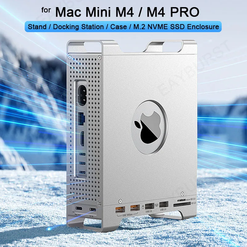 

Mac Mini M4 Docking Station Chassis with M.2 SSD Enclosure 10Gbps USBA SD&TF USB HUB for Mac Mini M4 /M4 Pro Aluminum case Dock