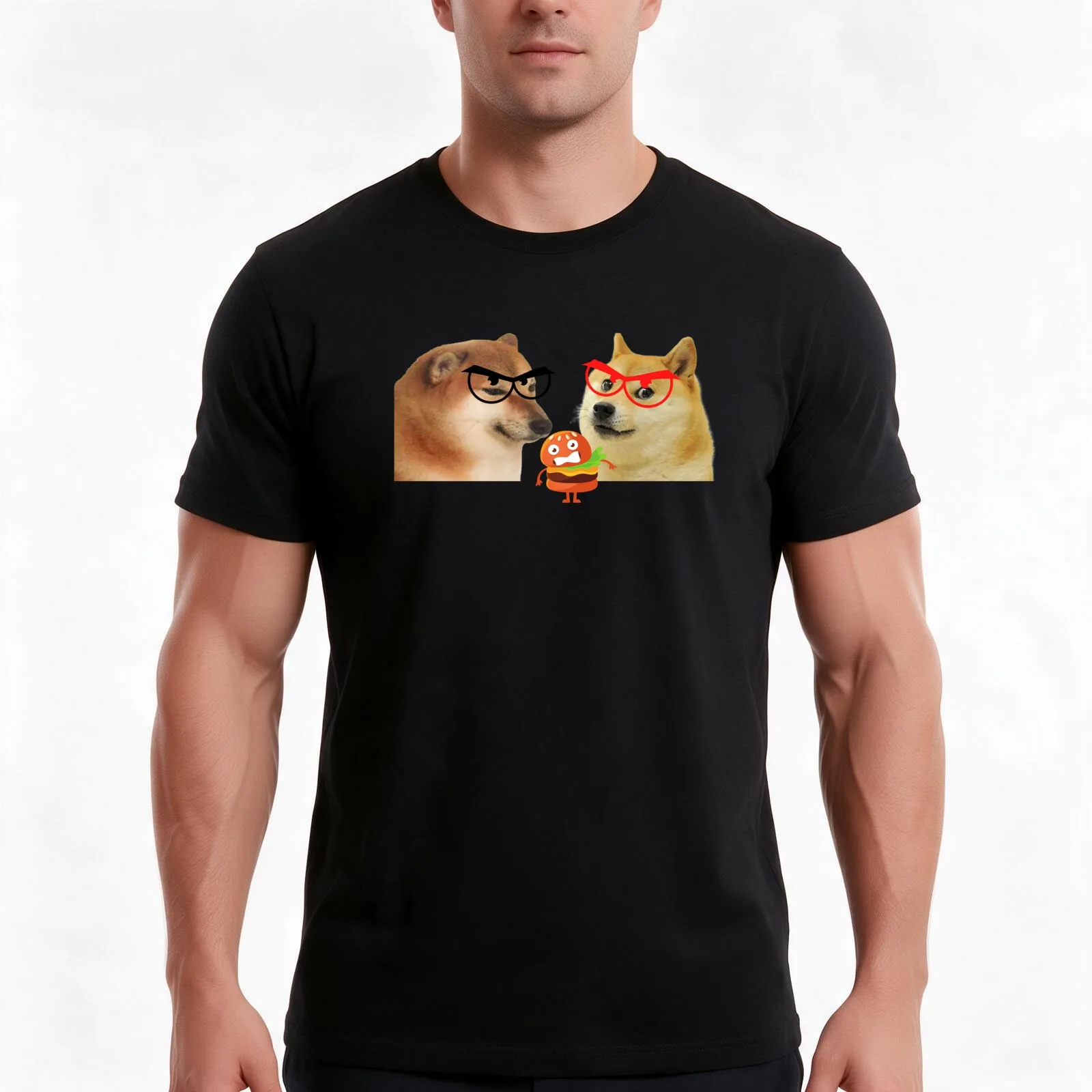 Cheemsburger memes cheems T-Shirt, Summer Casual Cotton Tee, Oversized Streetwear Tops, Vintage Graphic Print, Unisex Men Women