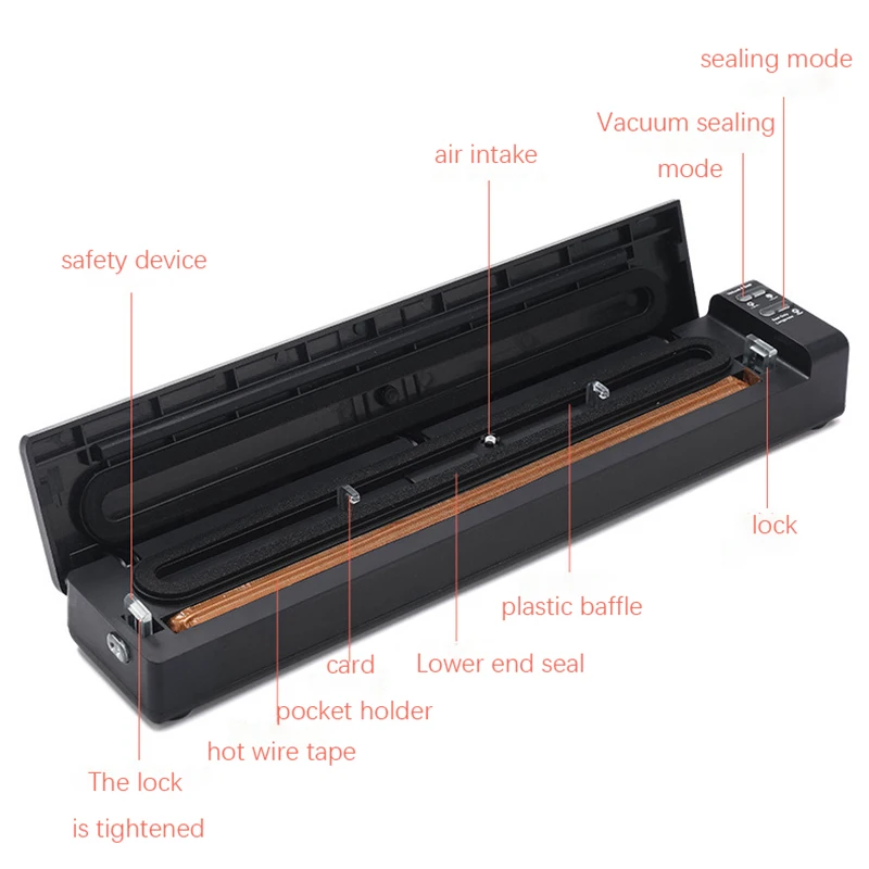 IDEACH สูญญากาศซีลสูญญากาศในครัวกระเป๋า65kPa เครื่องซีลสูญญากาศอาหารเครื่องใช้ในครัวเครื่องมือ29ซม.บรรจุภัณฑ์พลาสติกซีล