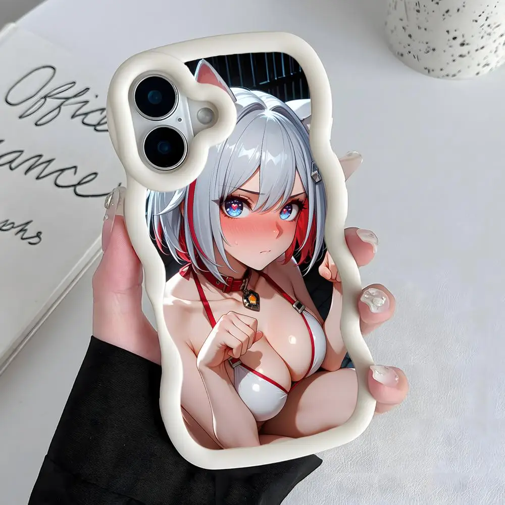 

HSR Topaz Phone Case for iPhone 17 16 15 14 13 12 11 Air Pro Max Plus White Soft TPU Wavy Edge Cover