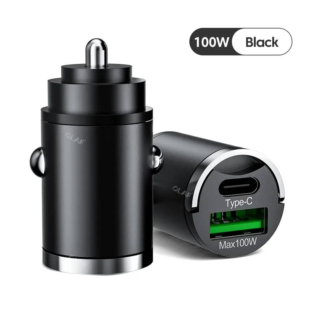 100W Auto Ladegerät USB Schnelle Lade Für IPhone QC 3,0 Mini PD USB Typ C Ladegerät Auto Telefon ladegerät Für Samsung Huawei XiaoMi
