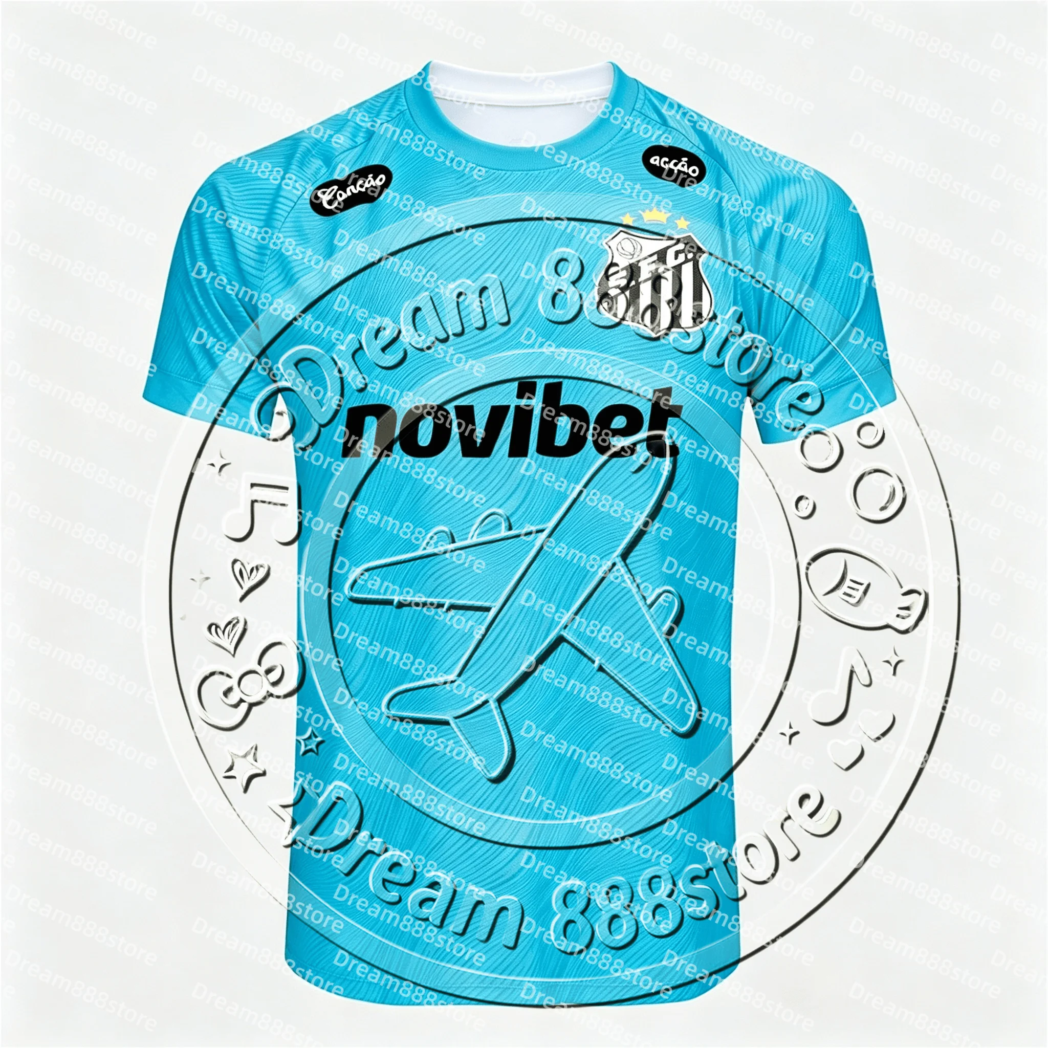 Camisa de Futebol Unissex Santos FC para Homens e Mulheres, Versão para Fãs, Manga Curta, Camisa de Futebol para Treino e Jogo, Respirável, Roupas Esp
