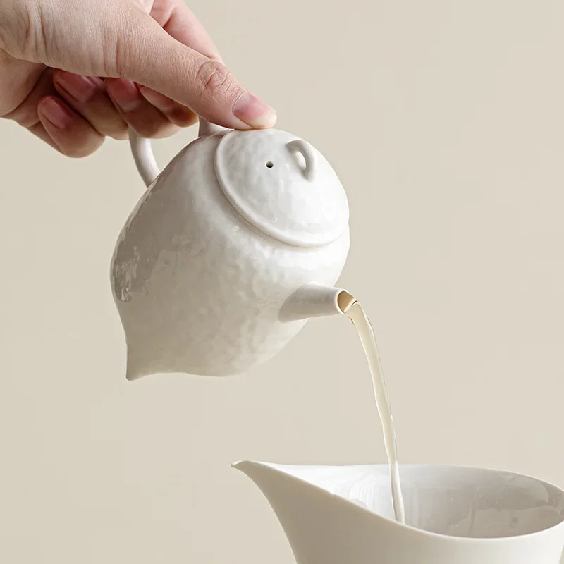 Ash Glaze Three Leg Handmade Teapot Ceramic Single Pot Creative Kung Fu Tea Set for Home Brewing High Aesthetic One Person Use