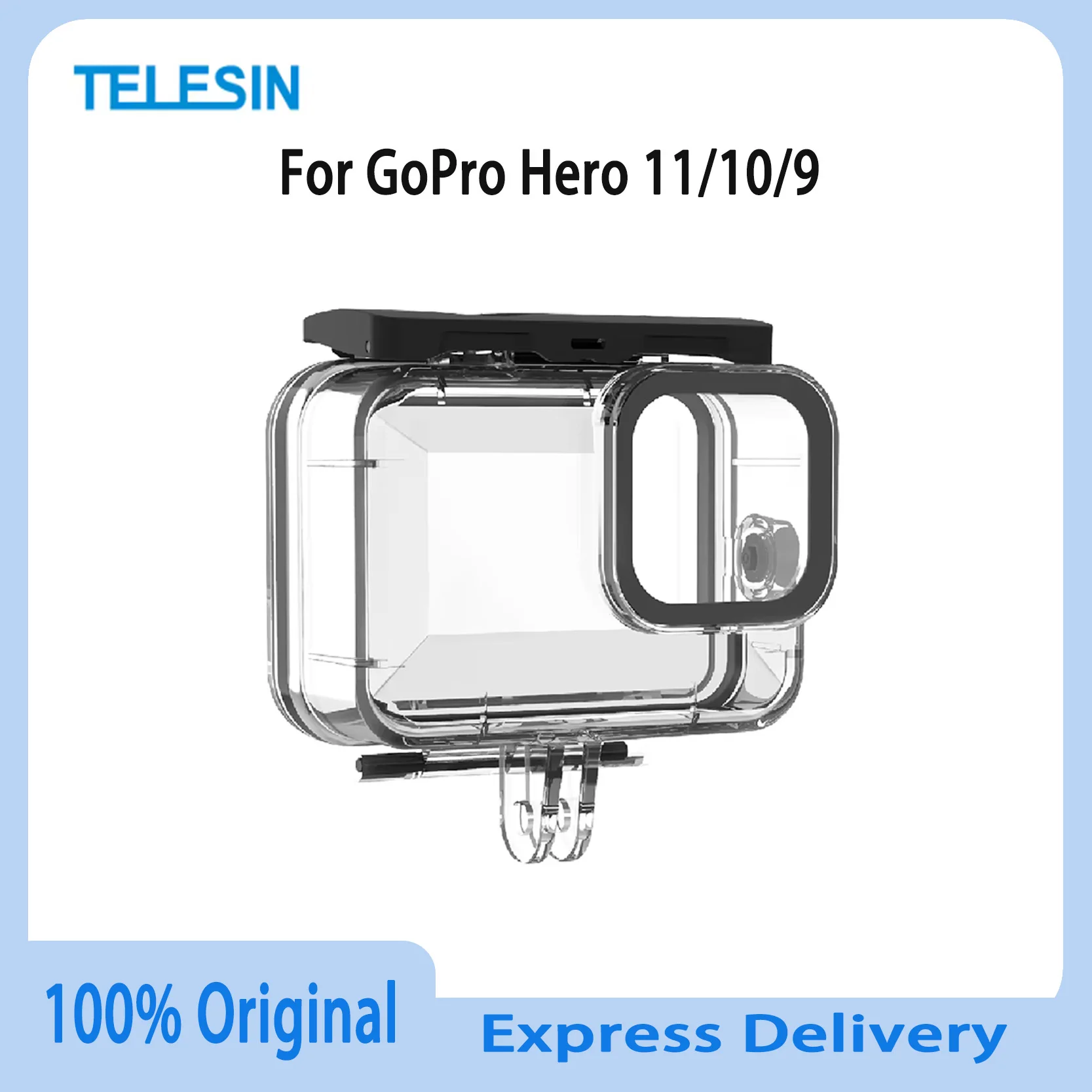 

Original TELESIN GoPro Hero 11 10 9 60M Waterproof Housing Diving Case Anti Pressure With Dive Filter Camera Accessories