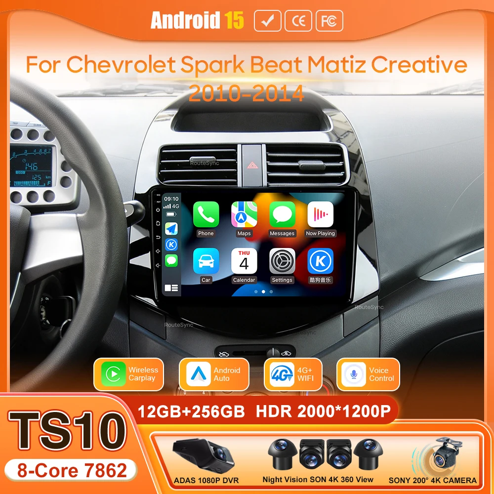For Chevrolet Spark Beat Matiz Creative 2010 - 2014 Android 15 Car Multimedia Radio Player Video Audio Navigation GPS 2din DVD
