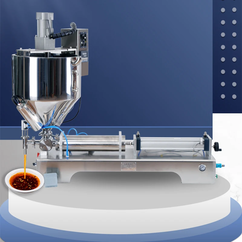 Macchina di rifornimento pneumatica di agitazione e riscaldamento riempitrice di salsa di pasta riempitrice di salsa di peperoncino riempitrice di Base di pentola calda