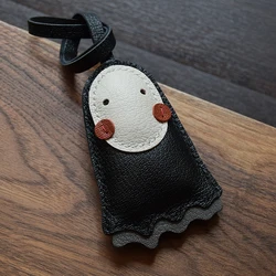 Handmade Leather Cute Black No Face Bag Charm Faceless Key Chain KeyRing