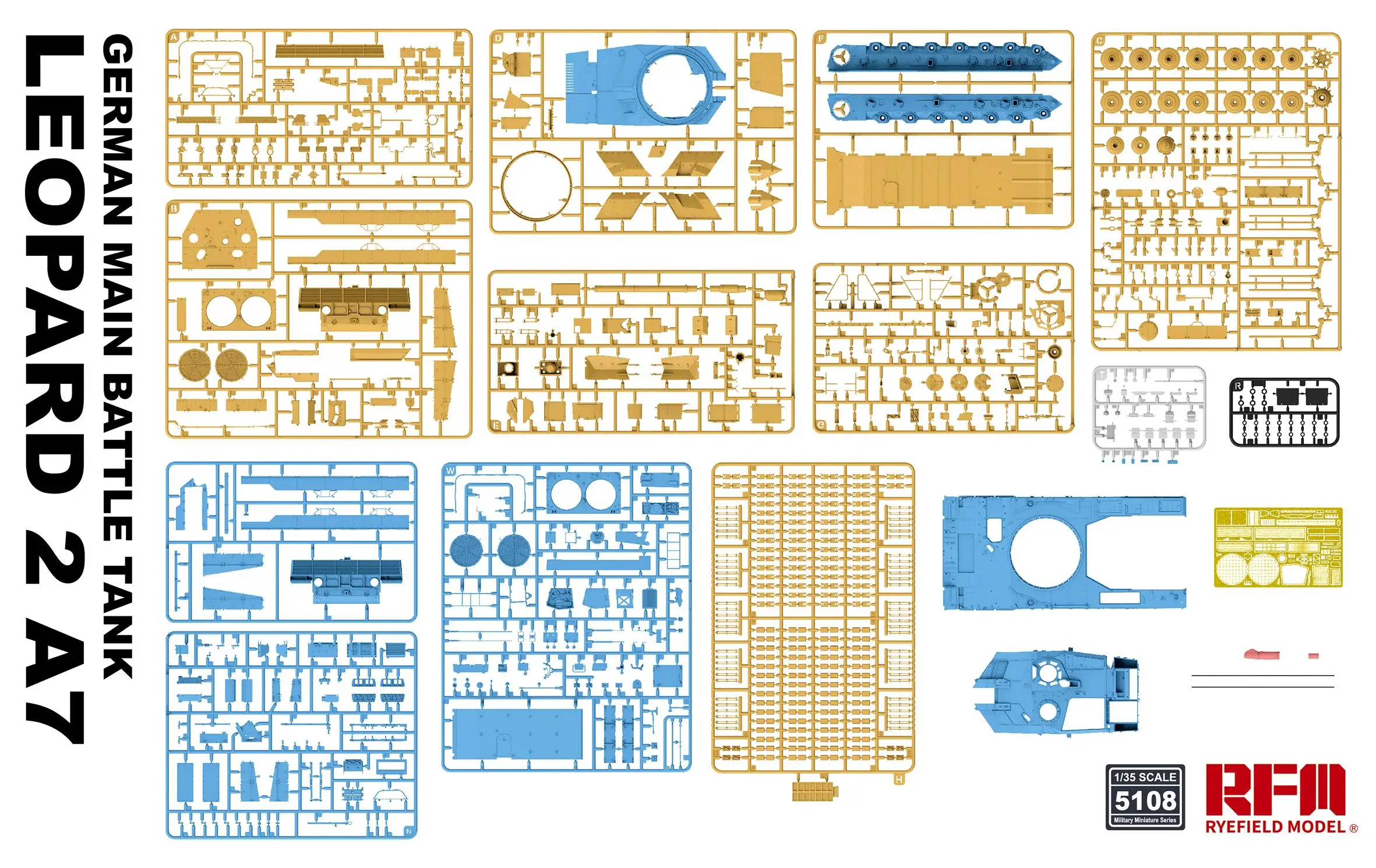 RYEFIELD 5108 1/35 LEOPARD 2A7 MAIN BATTLE TANK SHELL VERSION WITH MOVABLE TRACKS MODEL KIT