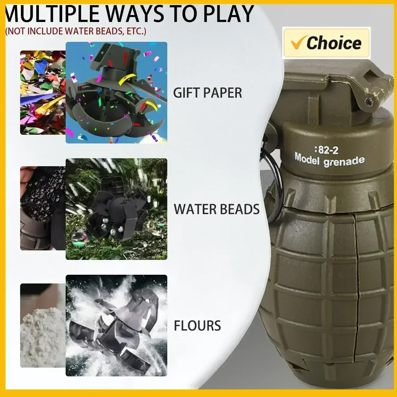 F82-2 ألعاب قنبلة الادسنس التكتيكية قوية تأثير الربيع الألوان اطلاق النار النايلون اليد القنابل اليدوية لعبة لعبة معركة CS