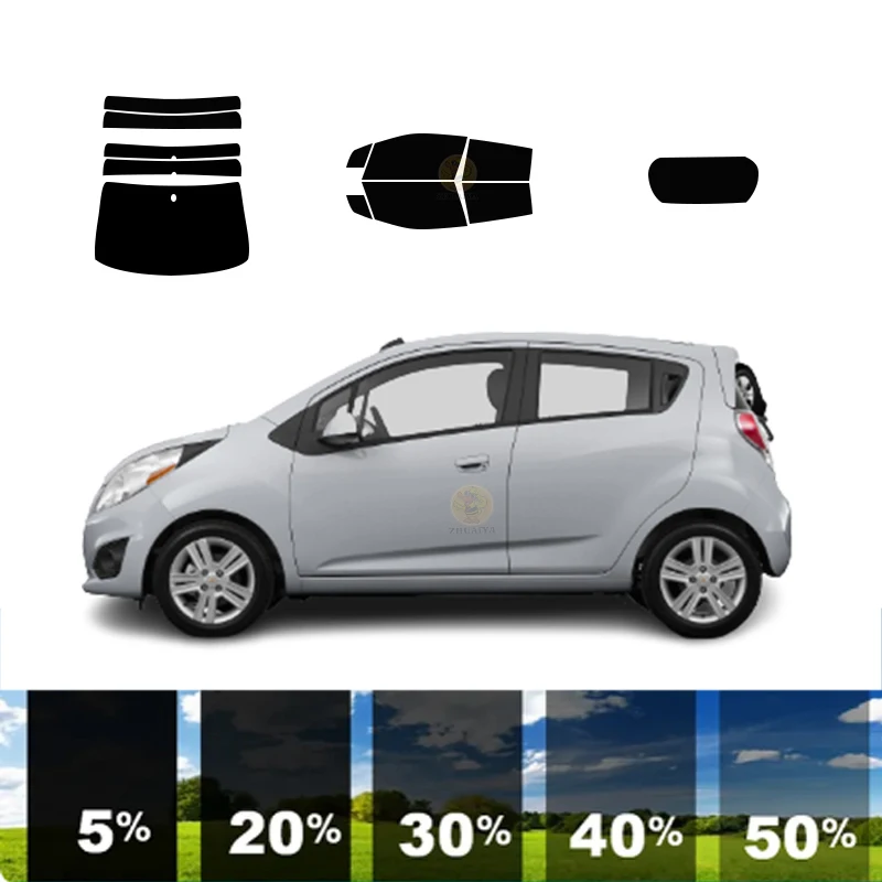 precut Removable Window Tint Film For Car 100% UVR 5%-70%VLT Heat Insulation Carbon ﻿For CHEVROLET SPARK 4 DR HATCH 2010-2015