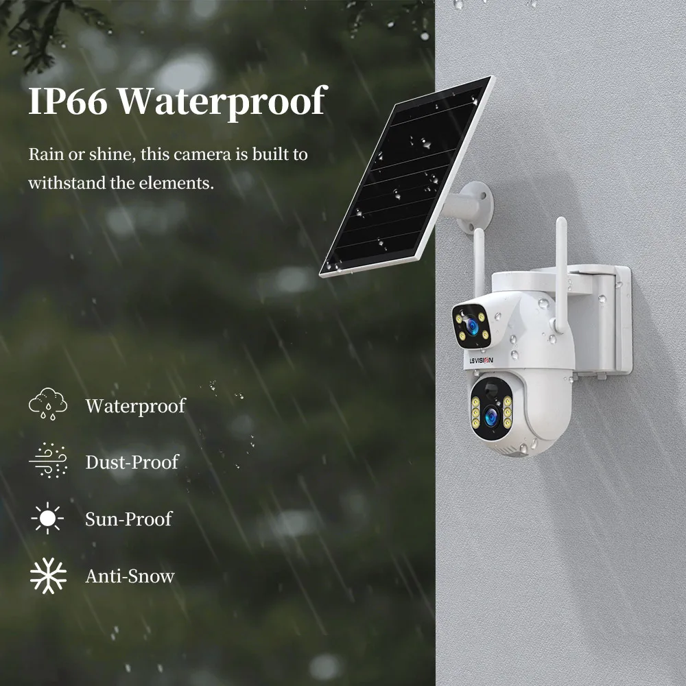 LS VISION Ubox 4K PTZ Solar Camera 4G SIM Dual Screen Outdoor Surveillance Camara PIR Auto Tracking 10000mAh Battery Cctv Cam