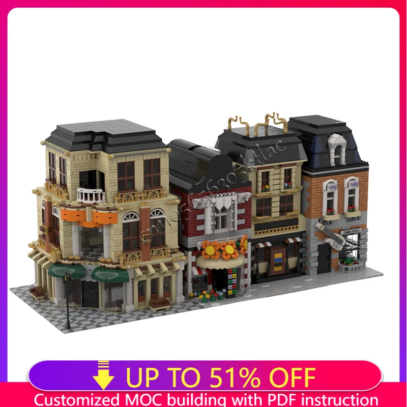 New 6822 Parts Apricot Colored House Street Building Blocks Model Children Puzzle Educational Assembly Surprise Christmas Gifts