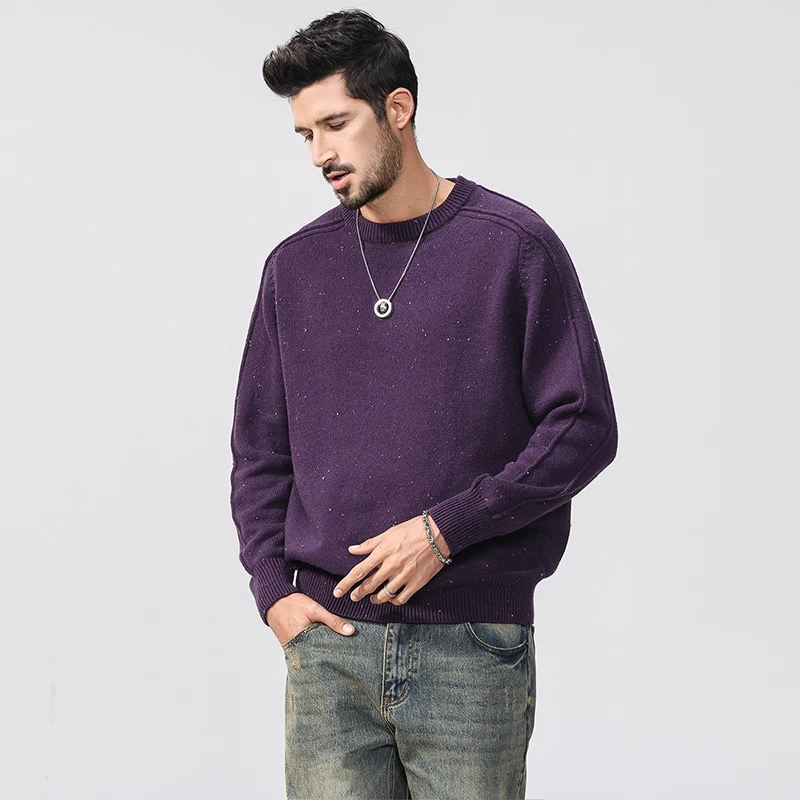 

Autumn Mens High Quality Knitted Crew Neck Sweater Slim Fit Long Sleeve Anti-pilling Pullover Solid Causal Trendy Men Streetwear