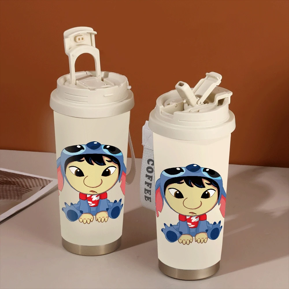 

Stitch Portable Coffee Cup Leakproof Women Drinking Cup Bottle 304 Stainless Lilo&stitch Cute Cartoon Sports Outdoor